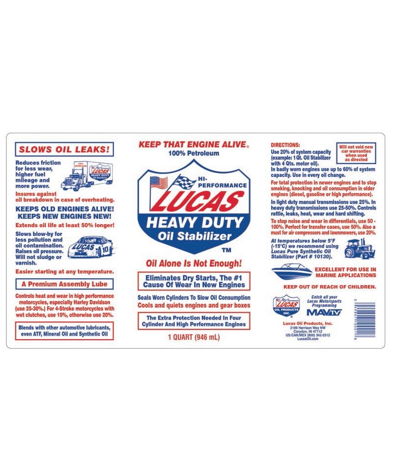 Lucas Heavy Duty Oil Stabilizer, Engine Oil Additives
