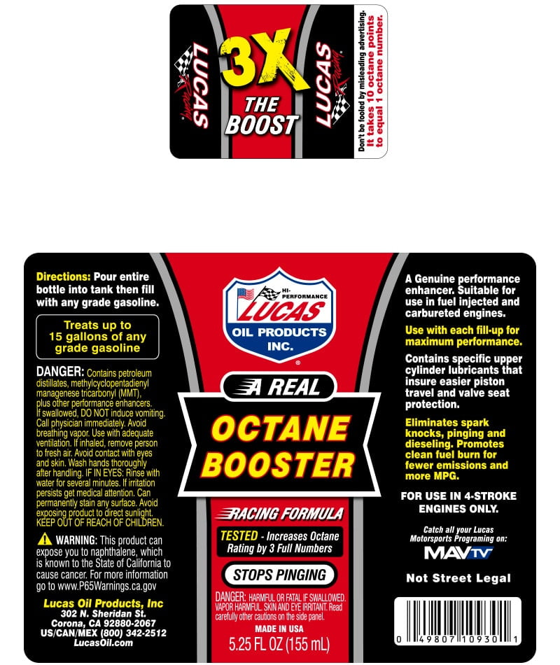 Lucas Octane Booster 5 Ounce Bottle Label